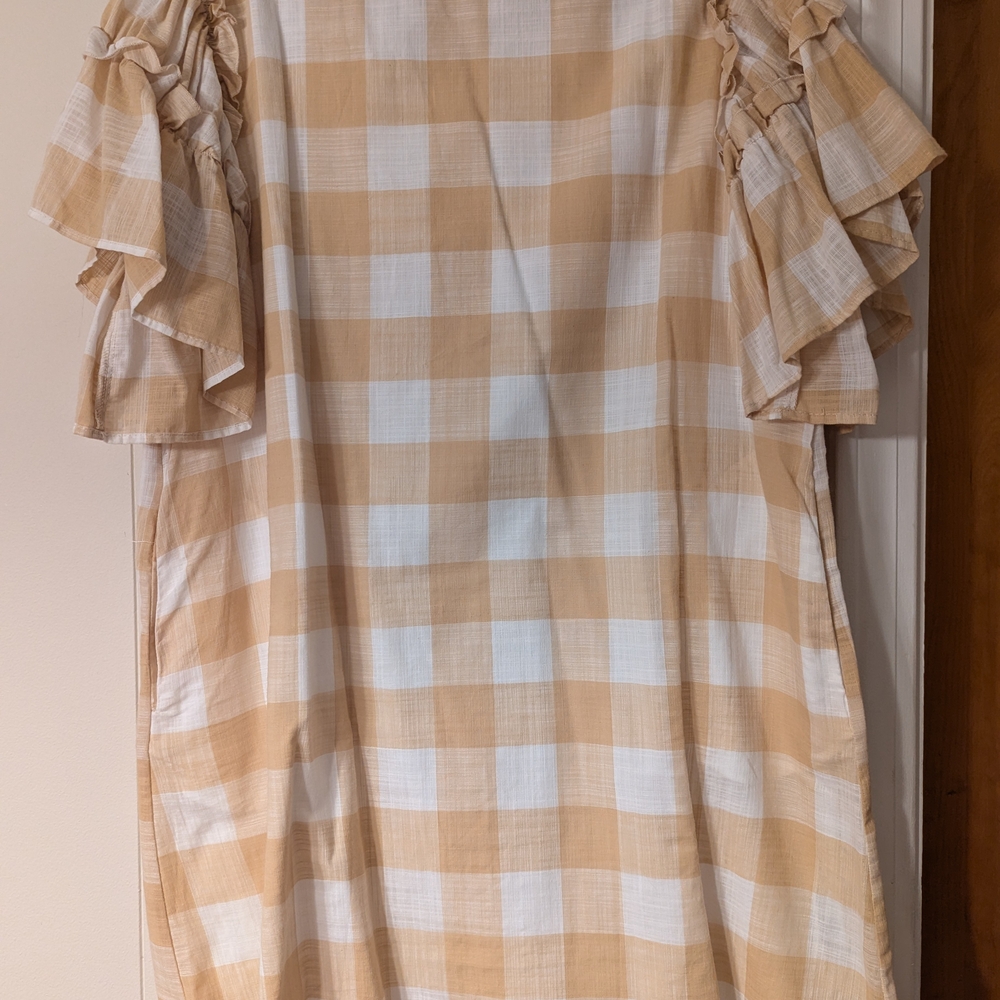 Who What Wear Beige and White Dress